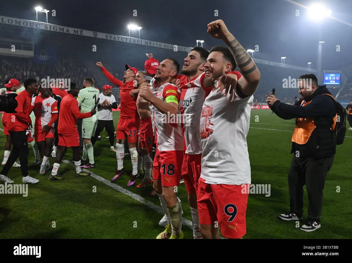 Slavia Prague celebrating European football victory