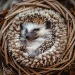 hedgehog hibernation nest cold closeup