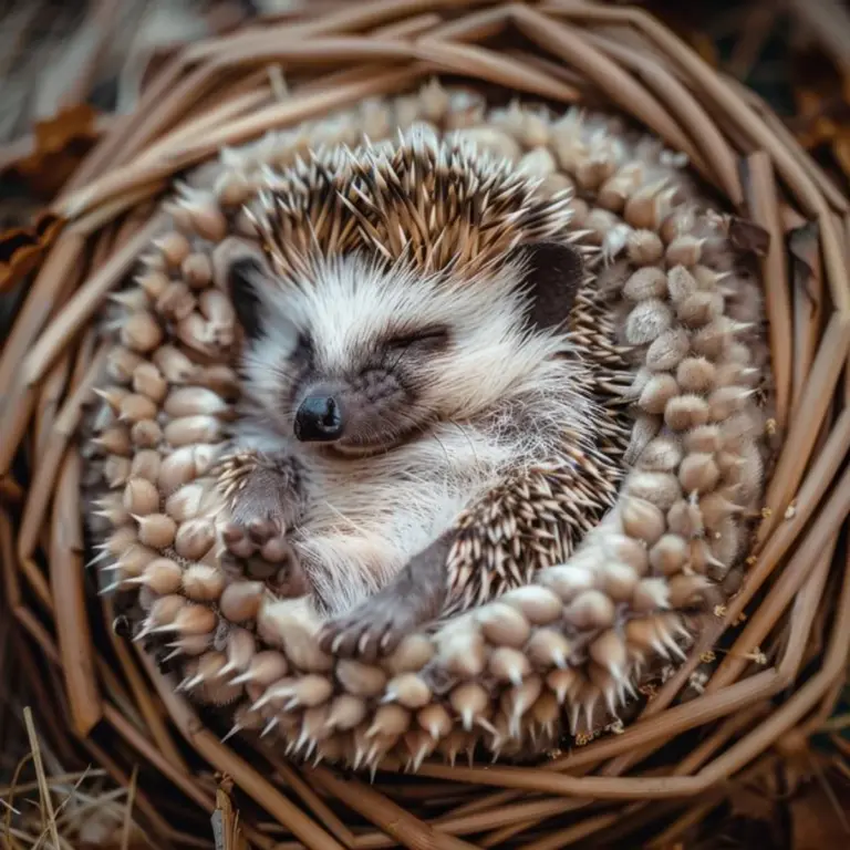 hedgehog hibernation nest cold closeup
