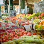 colorful czech farmers market with local vegetables