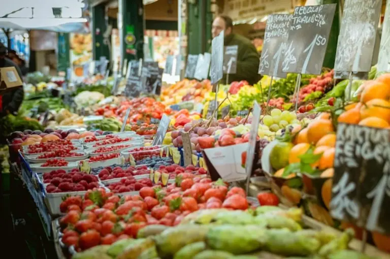 colorful czech farmers market with local vegetables