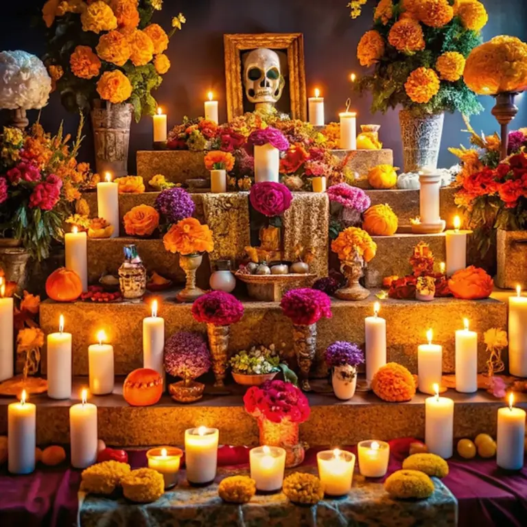 mexican day of the dead home celebration family altar candles