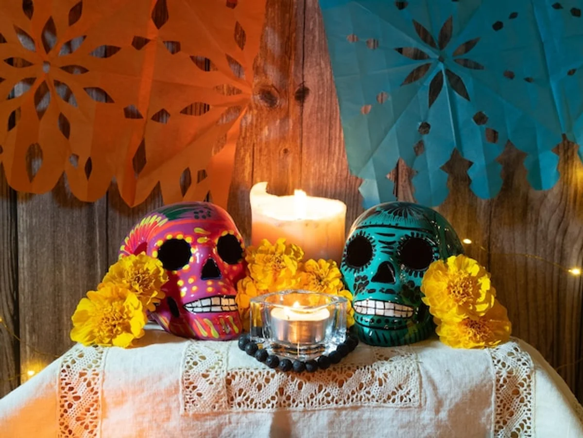 mexican altar celebration home color flowers candles