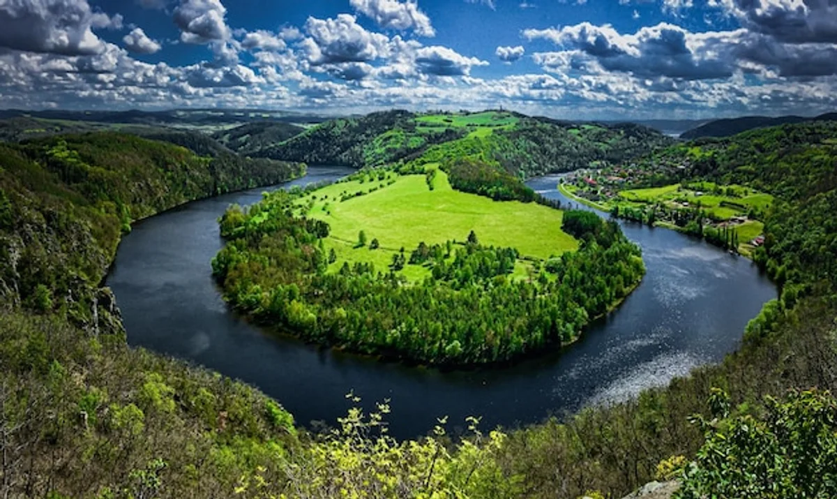 beautiful Czech rivers aerial landscape