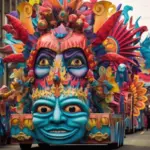 colorful european folk festival costumes street parade