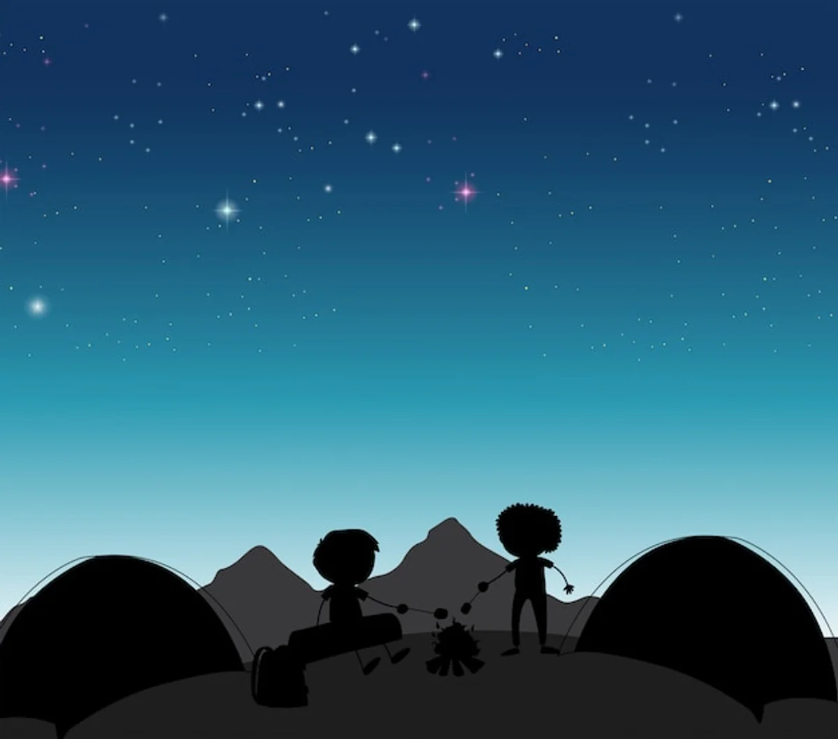 family drawing star map together at night