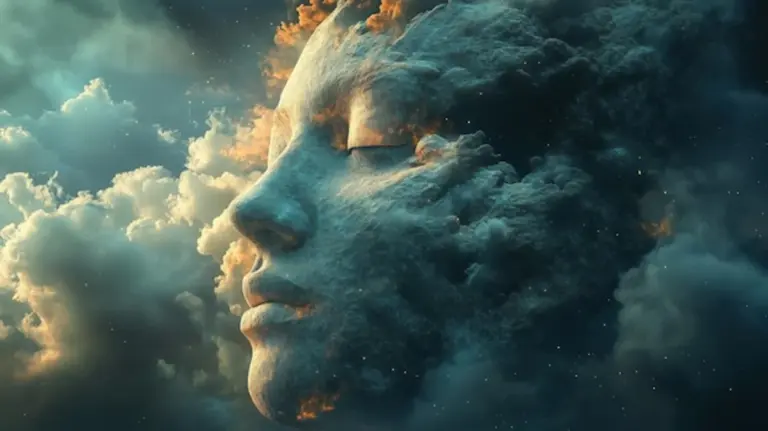 surreal dream psychology human face clouds