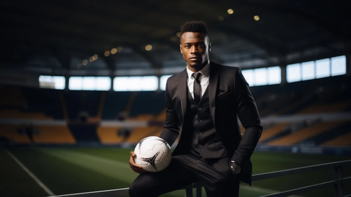 soccer player celebrating goal autumn rain