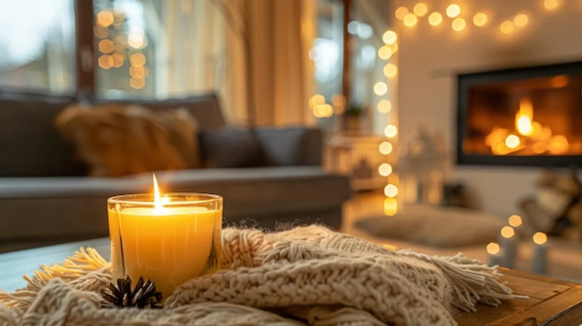 hygge candle cozy evening