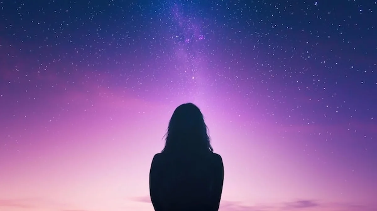 starry night sky silhouette contemplative