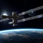 night sky with satellites and passing ISS