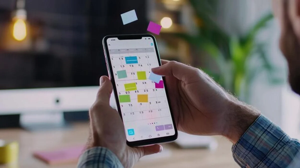 busy professional scheduling using smartphone AI calendar app