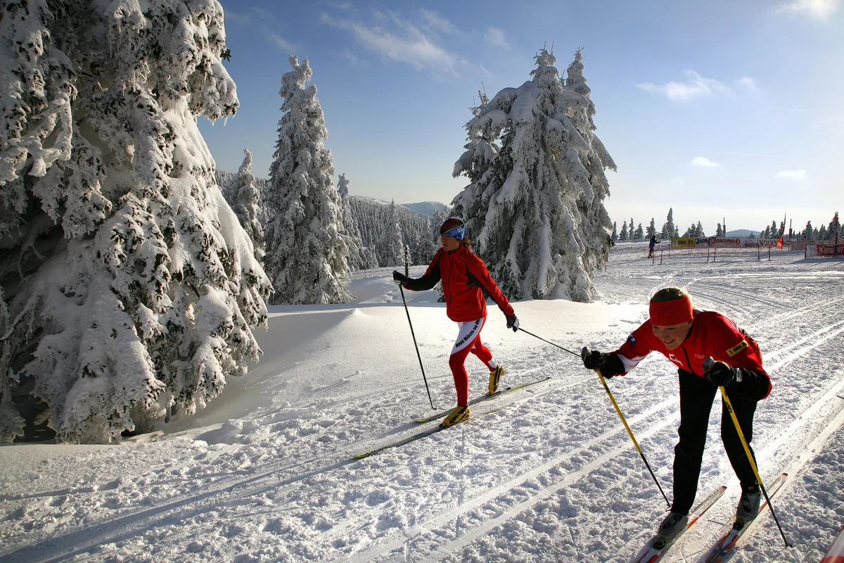 active czech people preparing for winter sports outdoors november