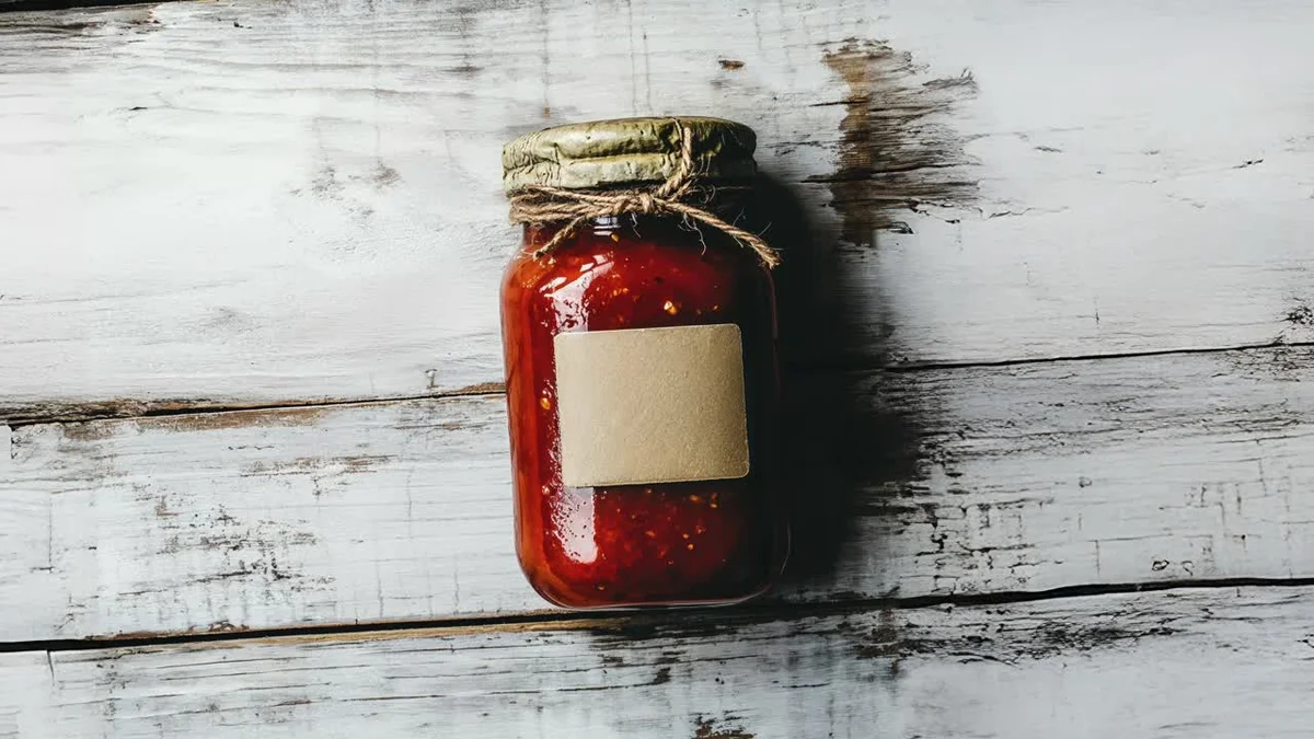 homemade sauce in a rustic kitchen