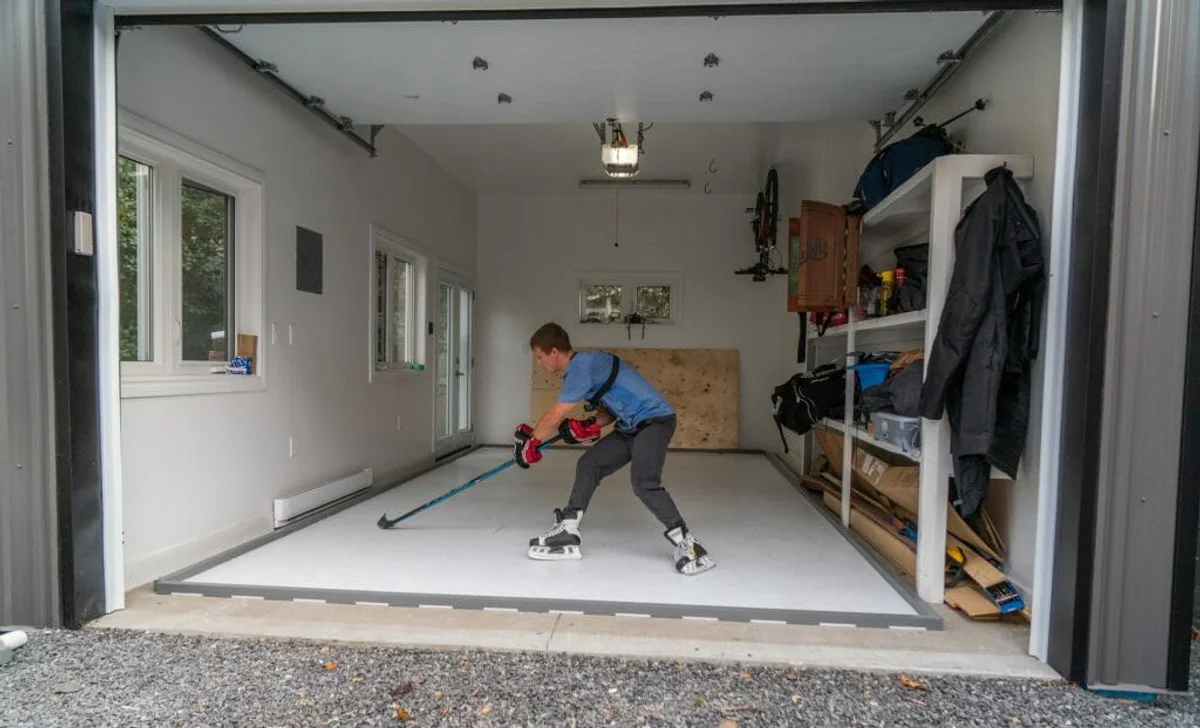 checking and preparing winter sports equipment in czech home garage