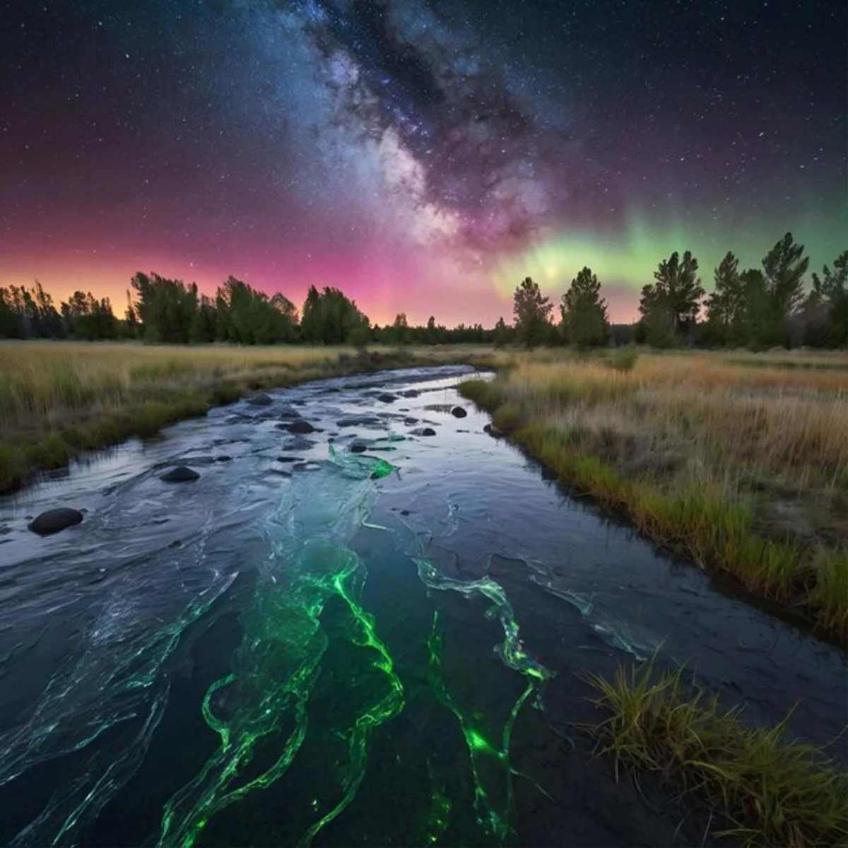 aurora borealis seen in czech landscape night sky