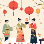 asian harvest festival family celebration lanterns food