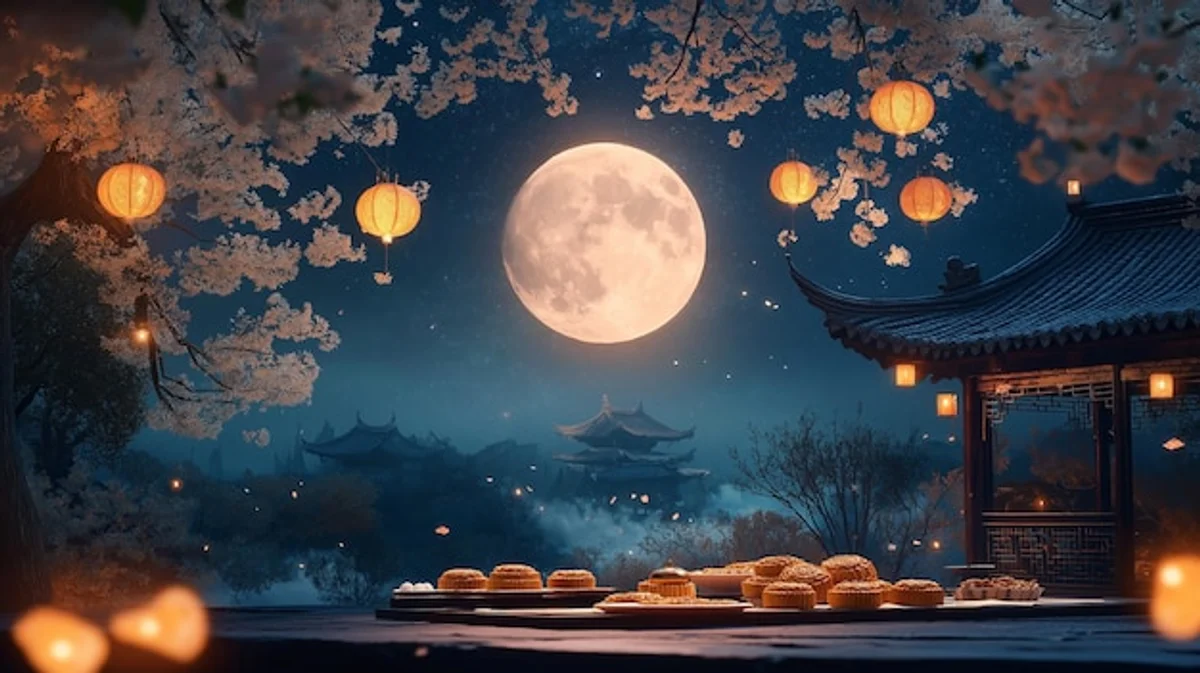 japanese moon viewing autumn garden lantern