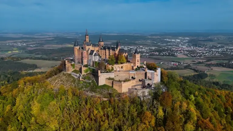 czech historical autumn battle field drone view