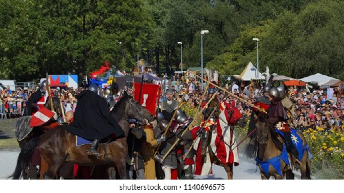 hussite battle reenactment czech autumn village