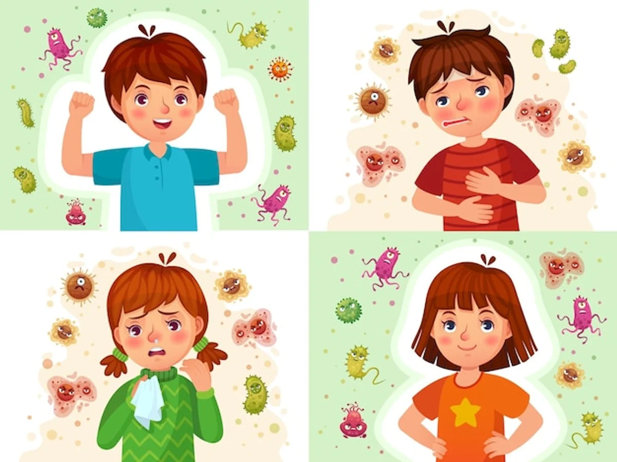 human emotions and immune system illustration