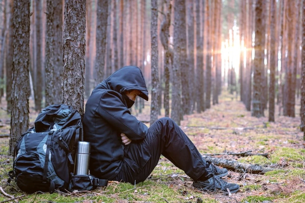 tired person autumn landscape
