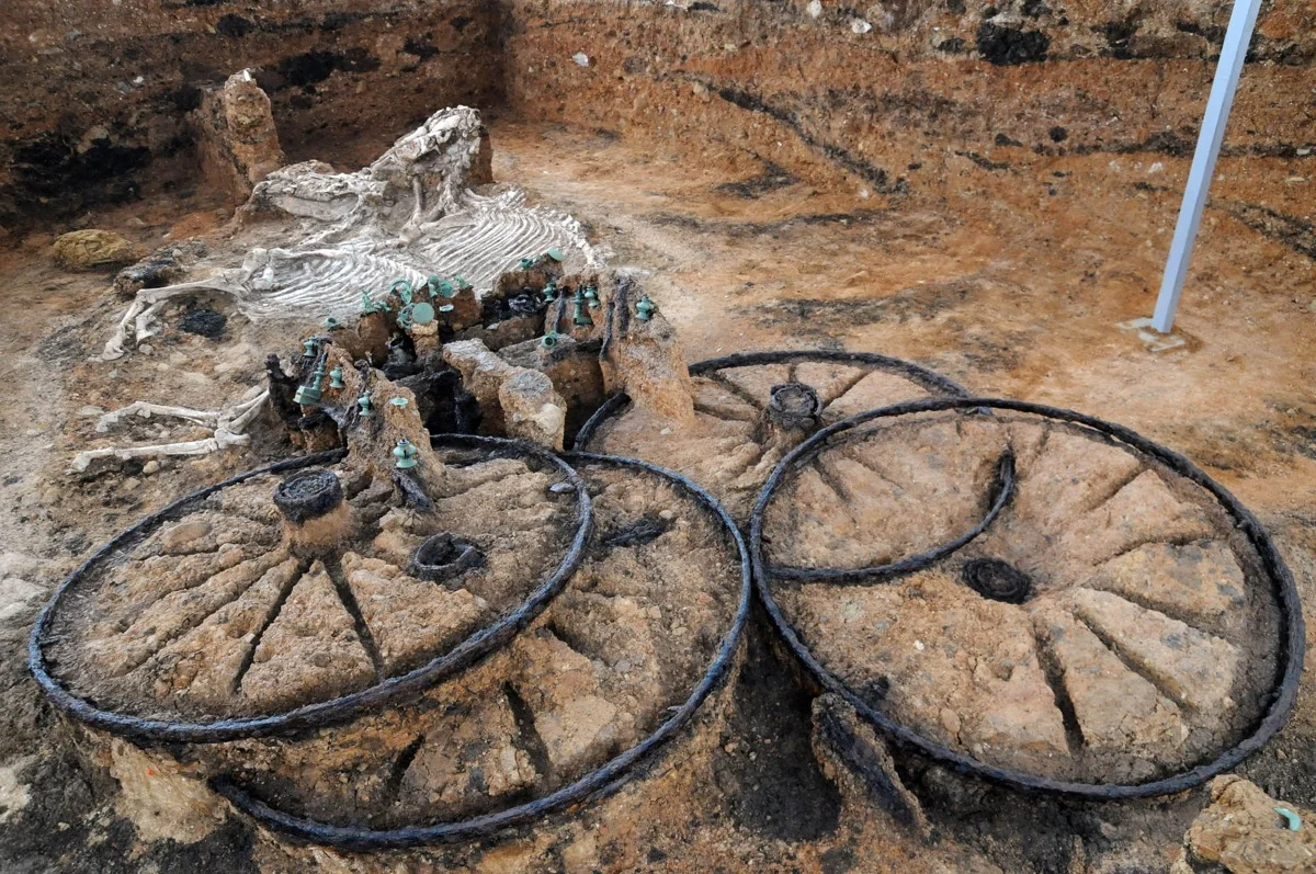 archeology excavation site czech chariot burial