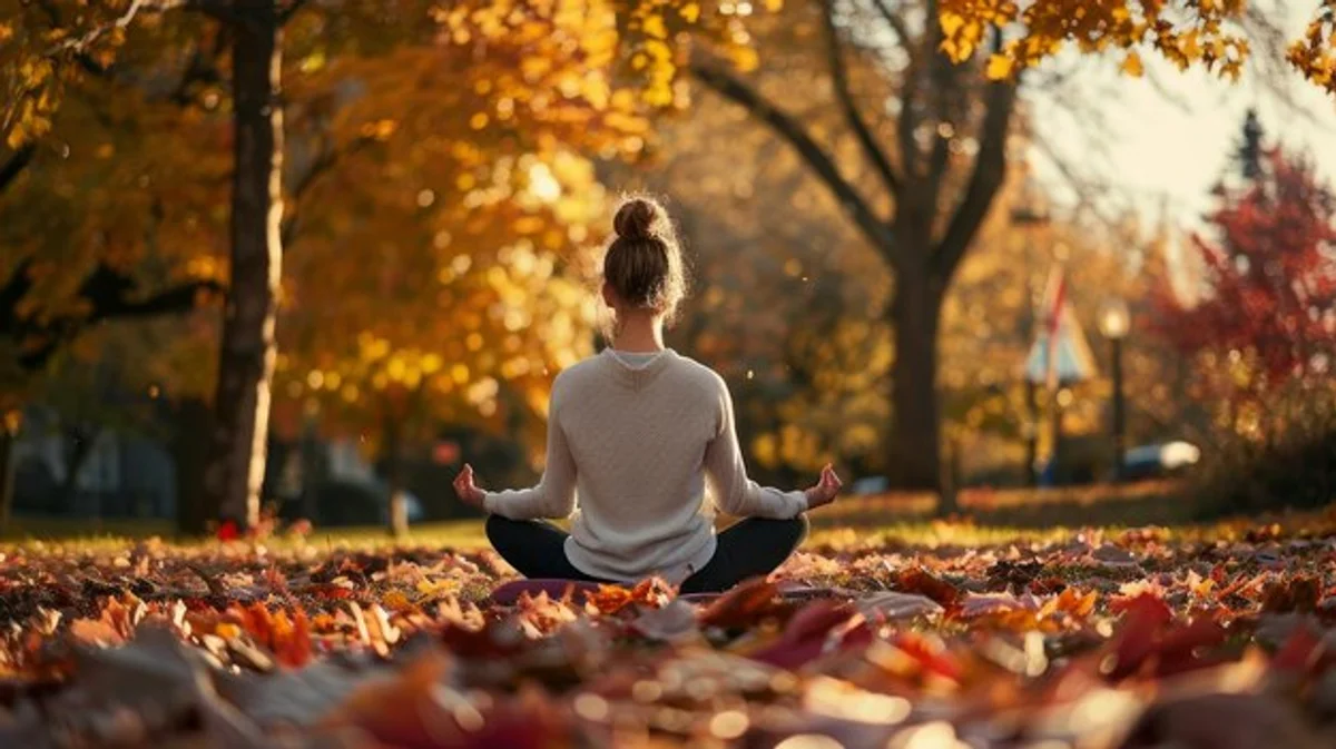 relaxing autumn yoga outdoor