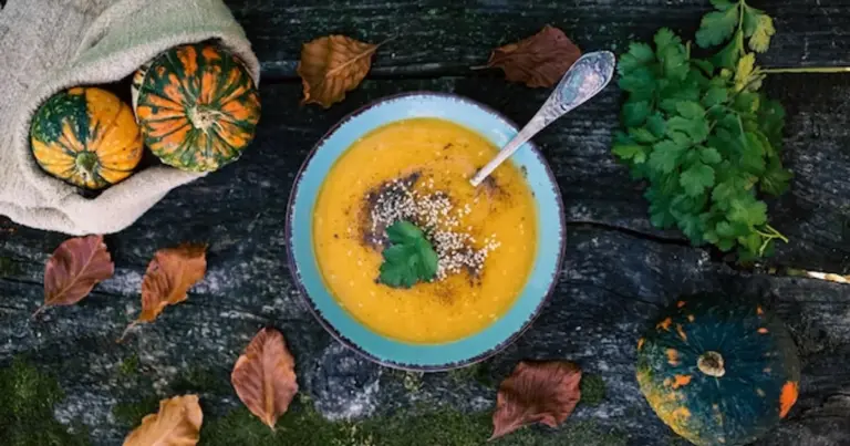 pumpkin soup autumn dinner table