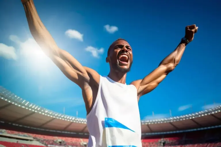 European sports records athlete celebration stadium