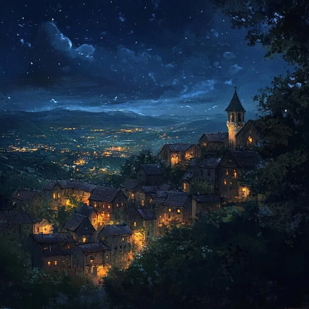 bright planets night sky over Prague