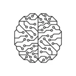 brain with digital icons memory technology concept