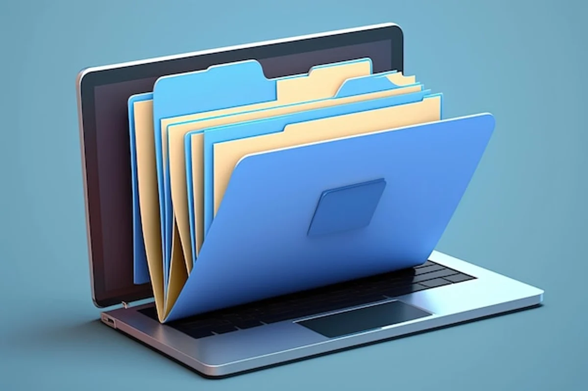 digital folder management on laptop screen
