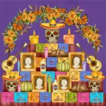 colorful day of the dead altar at home