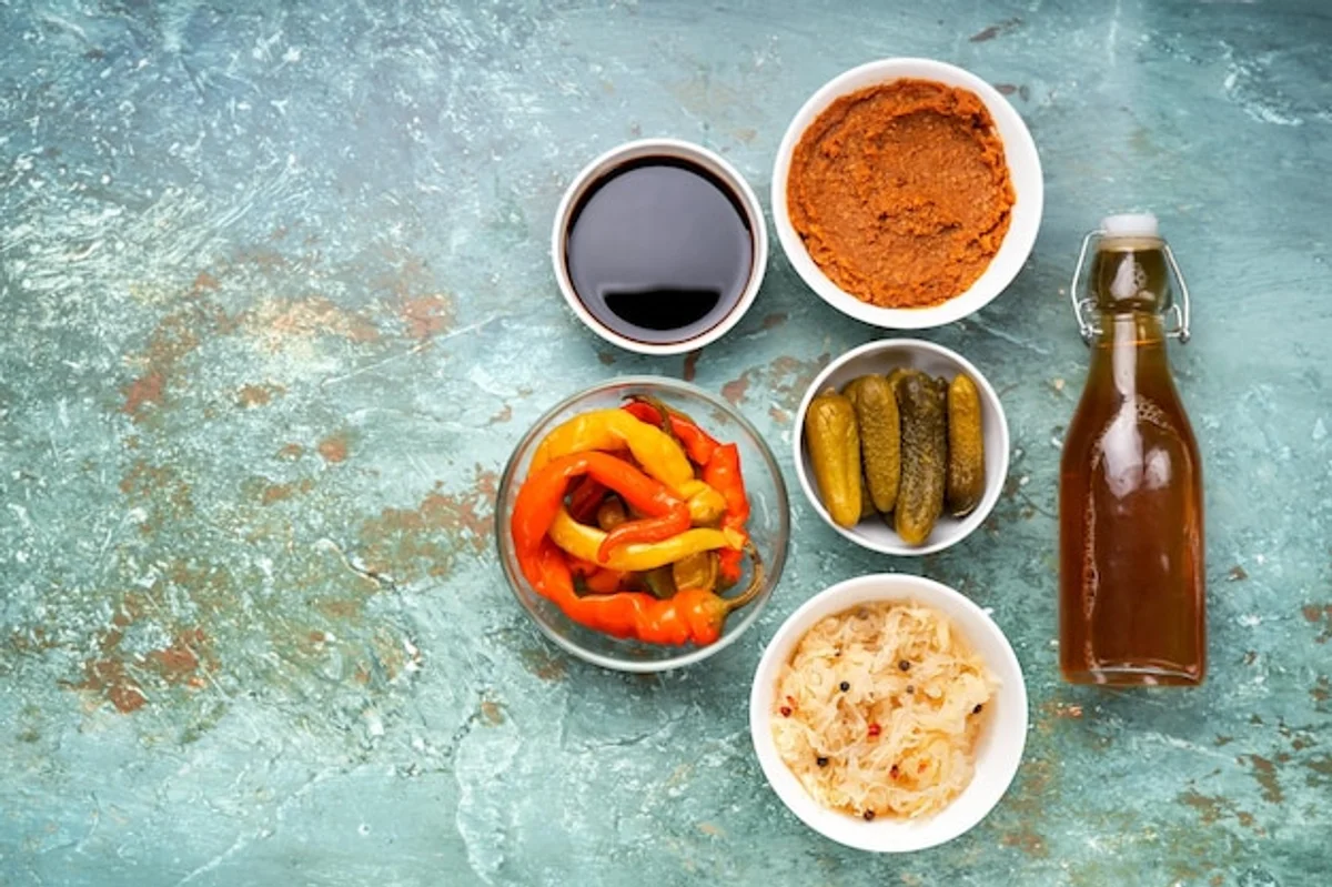 fermented foods rustic table healthy lifestyle