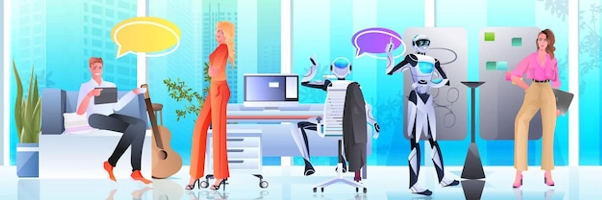 creative teamwork with artificial intelligence office