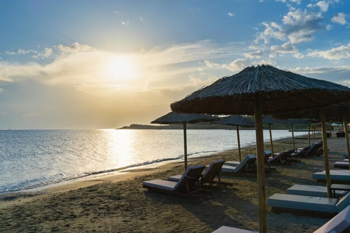 Greek island beach empty autumn