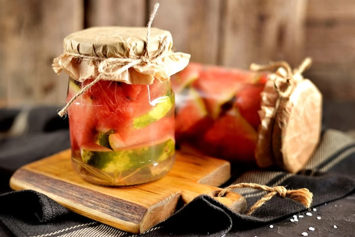 traditional Czech fermented vegetables in glass jar