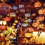 colorful European folk market in autumn