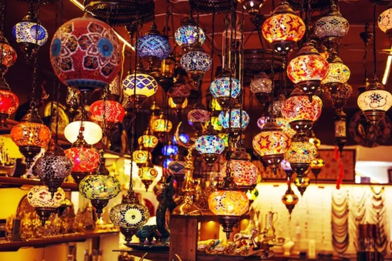 colorful European folk market in autumn