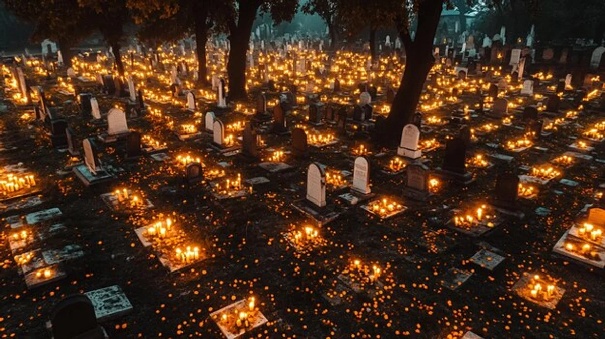 Candlelight cemetery Europe tradition