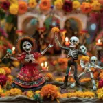 Day of the Dead colorful altar marigolds family tradition