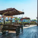 colorful autumn festival Europe street food lights crowd