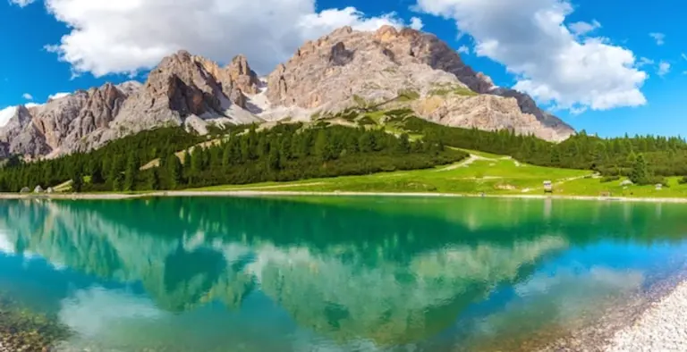 alpine lake summer turquoise panoramic