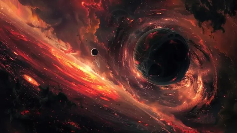 mysterious black hole in galaxy colorful deep space