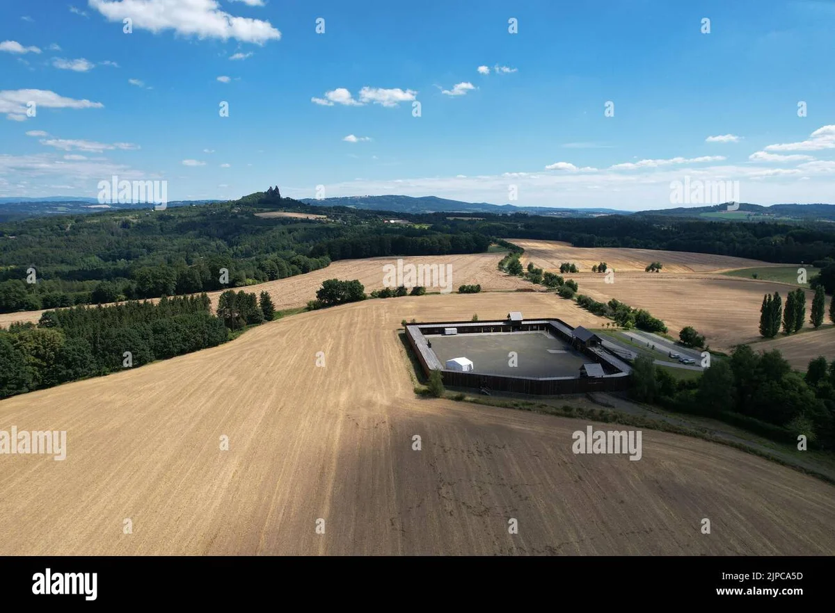 Celtic oppidum aerial view forest Europe