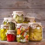 assorted fermented vegetables in jars modern kitchen