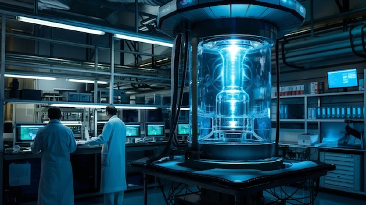 quantum computer laboratory with scientist