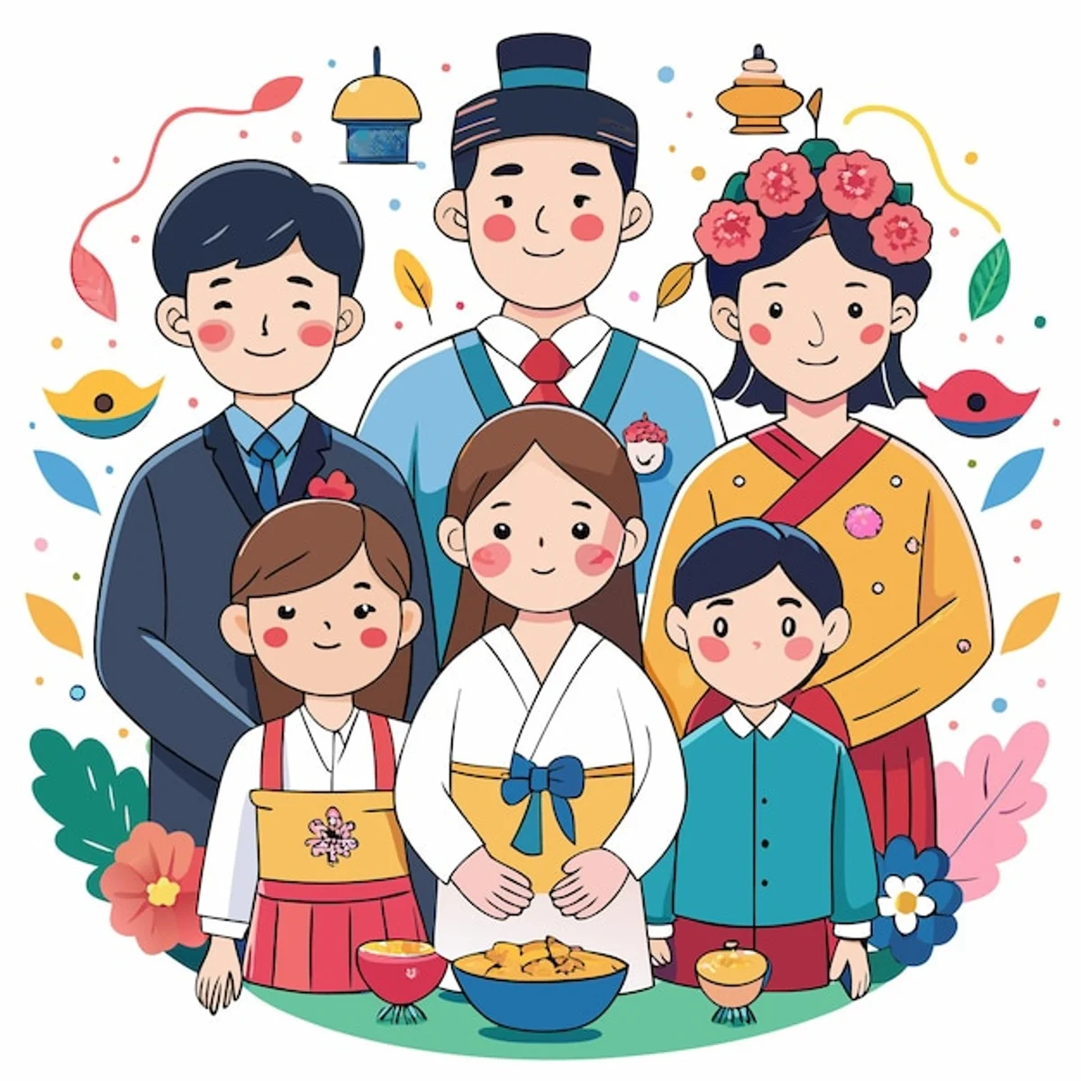 Korean family celebrating Chuseok