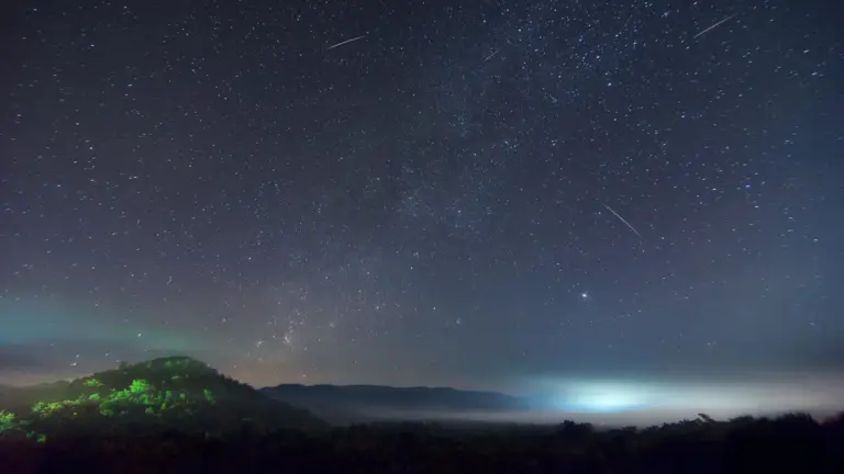 Leonids meteor shower over Czech landscape